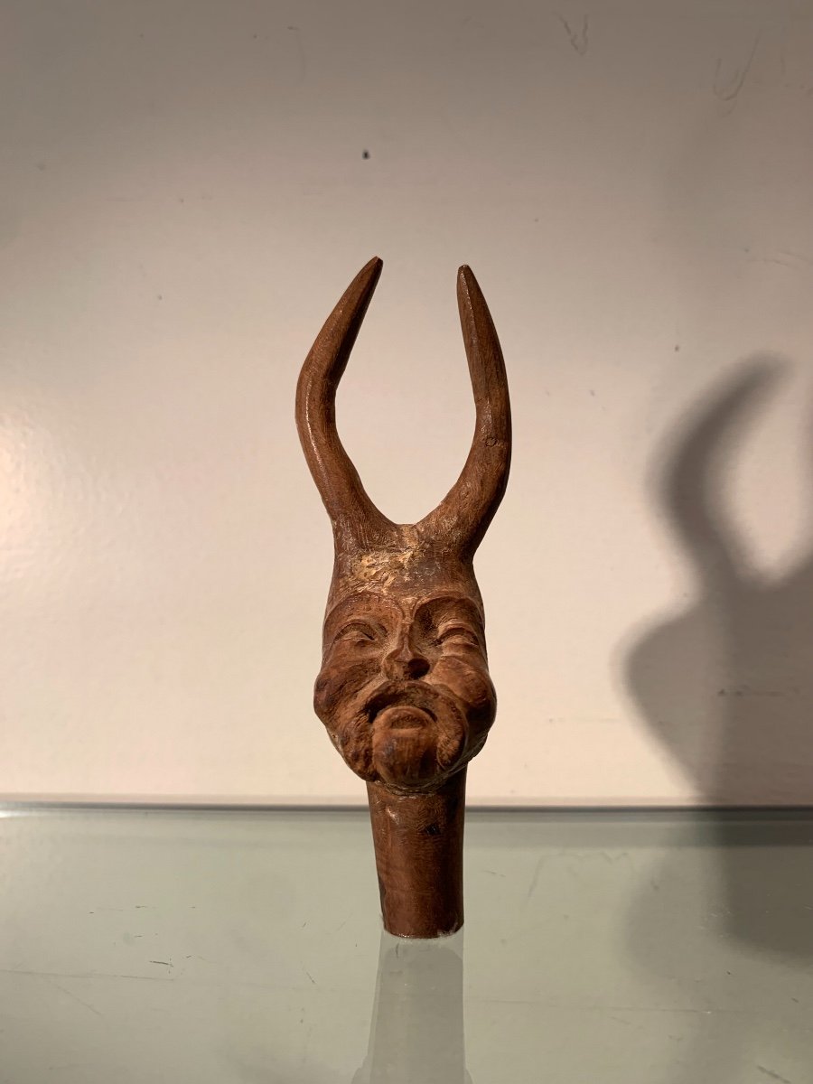 Devil's Head Pipe Case In Briar Root, Folk Art, 19th Century