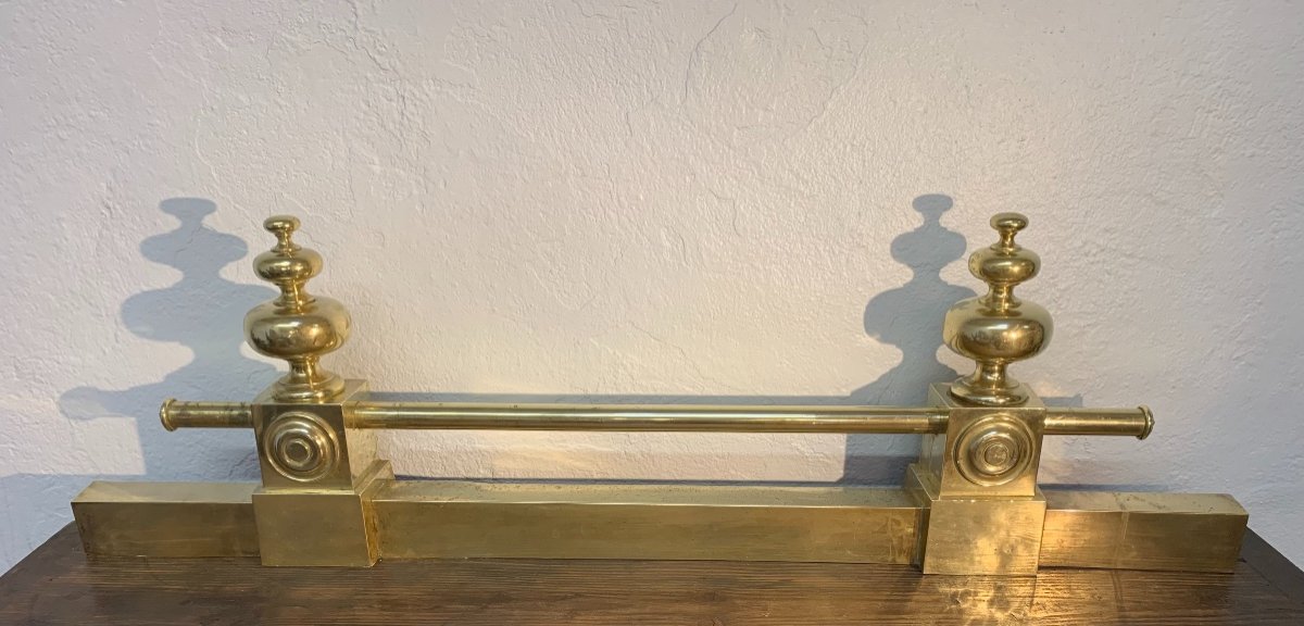 Louis XIV Style Brass Fireplace Bar, 19th Century-photo-3