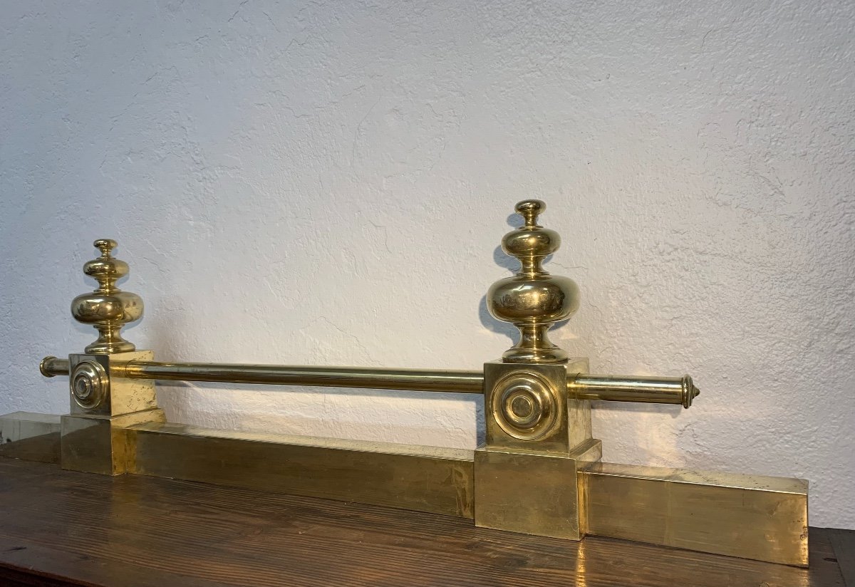 Louis XIV Style Brass Fireplace Bar, 19th Century-photo-1