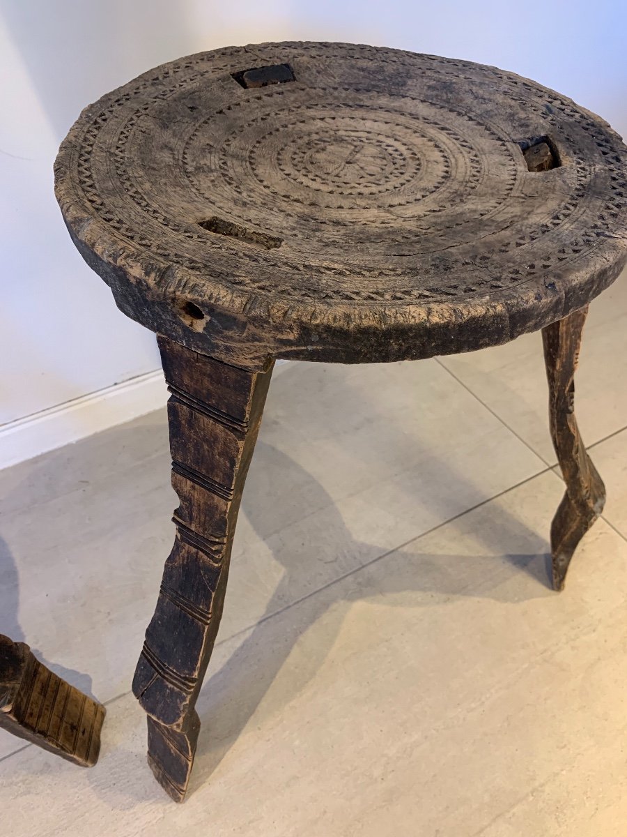 Two African Wooden Tables, Comoros Islands, 19th Century-photo-1