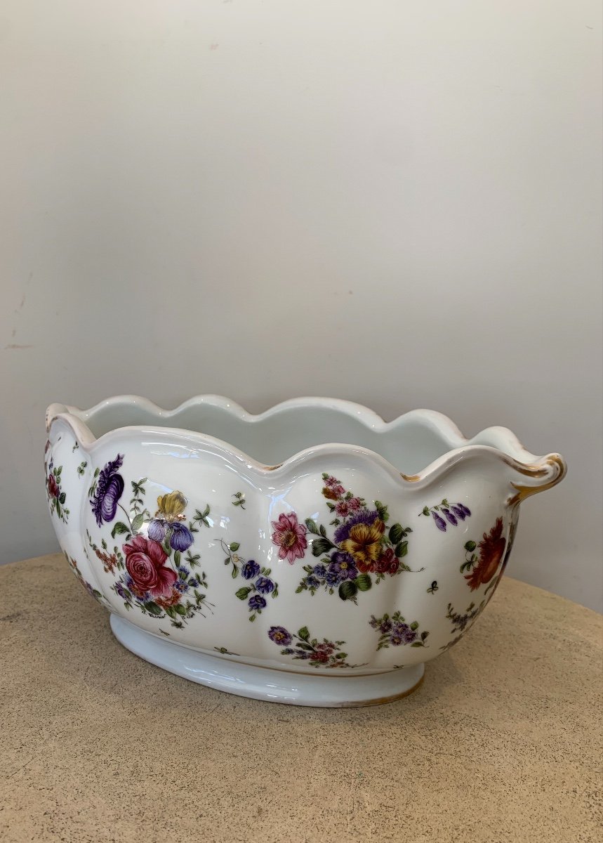 Porcelain Cooler/planter With Floral Decor, Late 19th Century-photo-2