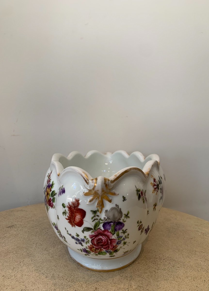 Porcelain Cooler/planter With Floral Decor, Late 19th Century-photo-3