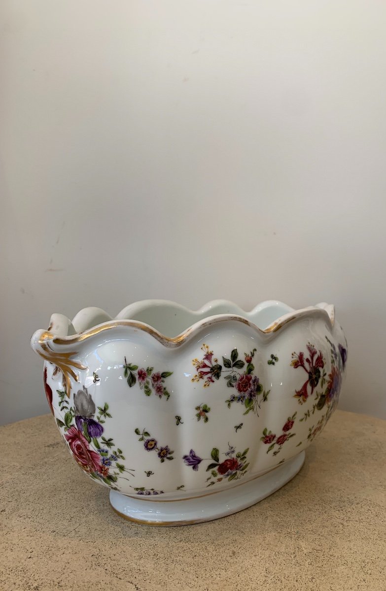 Porcelain Cooler/planter With Floral Decor, Late 19th Century-photo-4