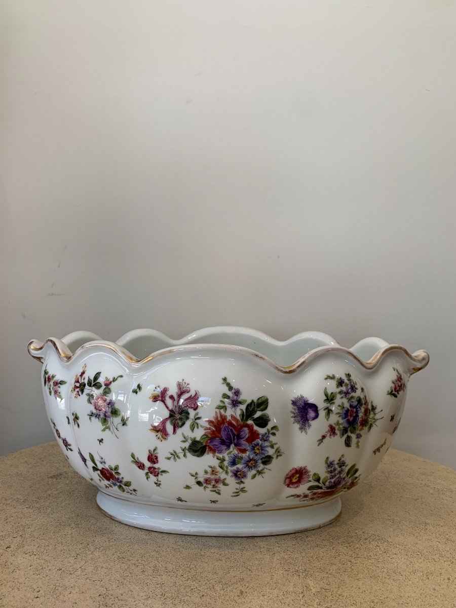 Porcelain Cooler/planter With Floral Decor, Late 19th Century-photo-1