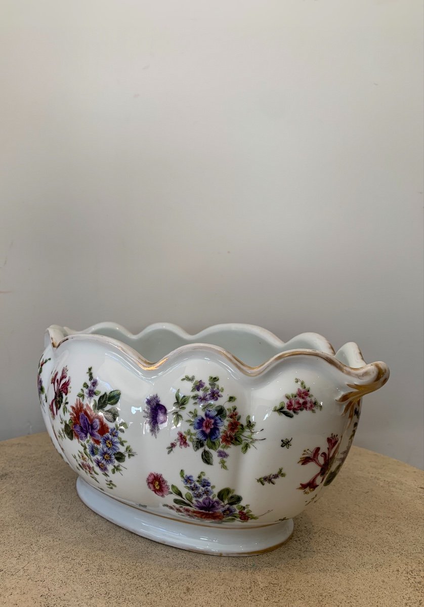 Porcelain Cooler/planter With Floral Decor, Late 19th Century-photo-2