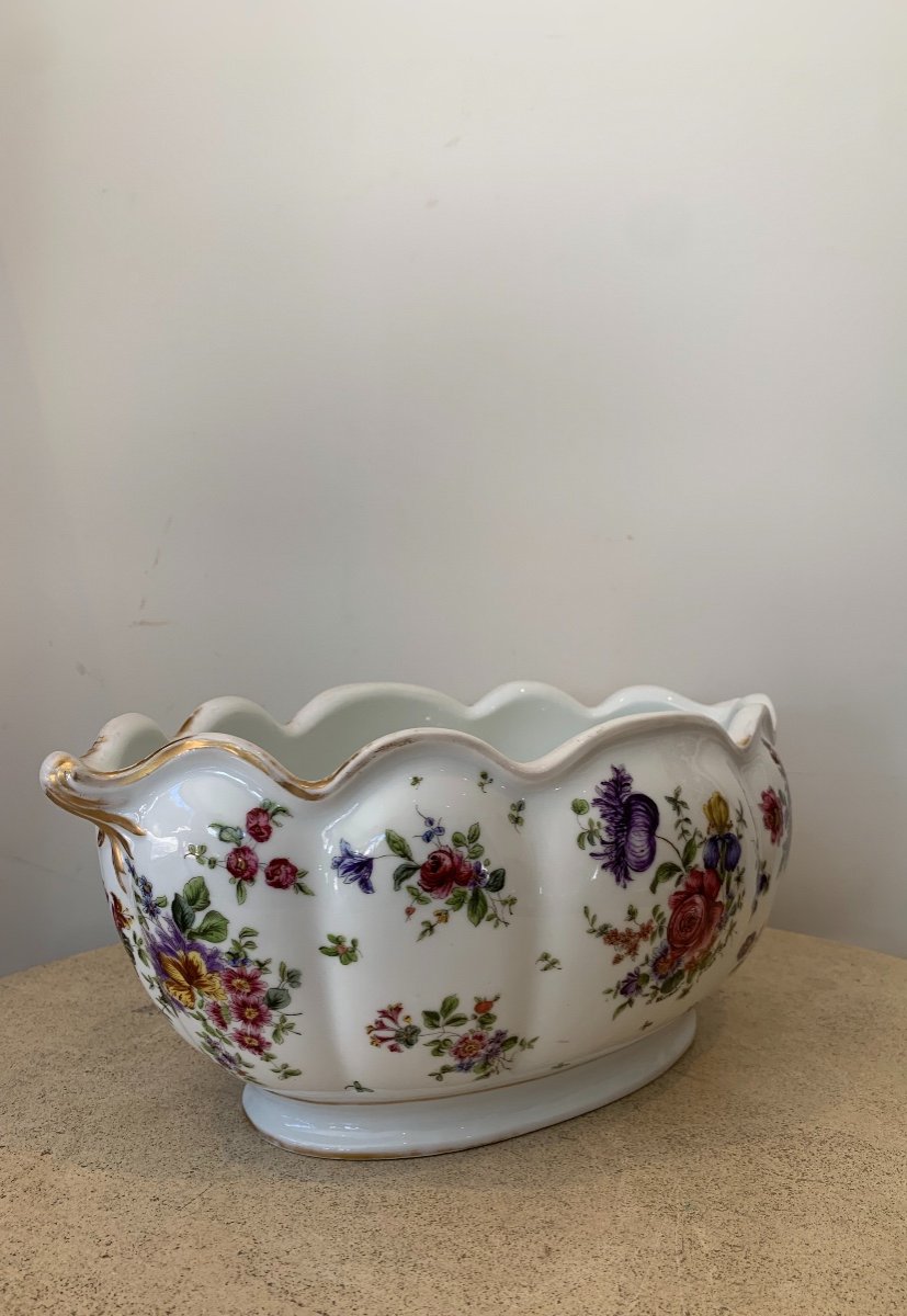 Porcelain Cooler/planter With Floral Decor, Late 19th Century-photo-4