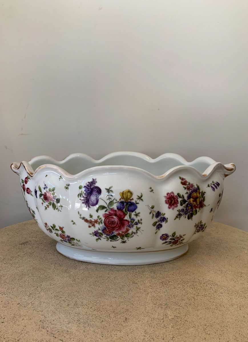 Porcelain Cooler/planter With Floral Decor, Late 19th Century