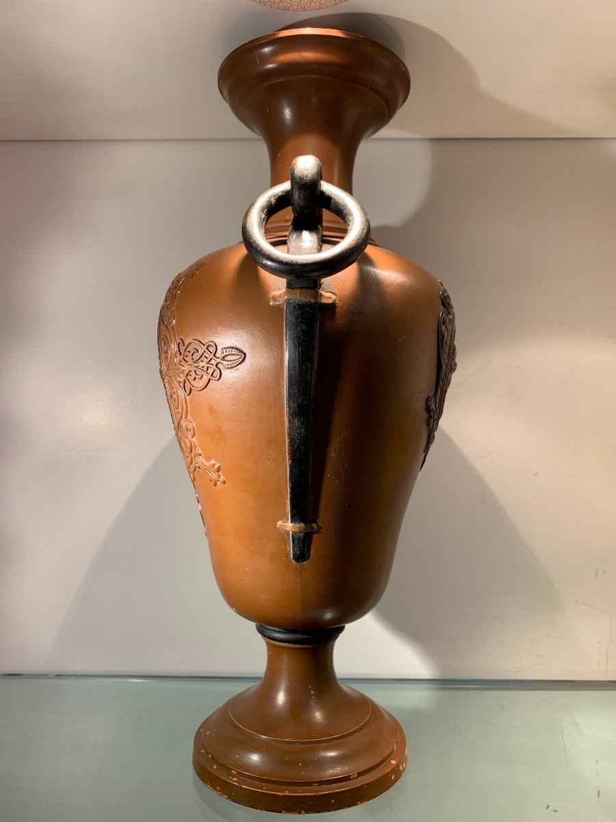 Vase Néoclassique En Terre Cuite Par Wilhelm Schiller, Autriche, Epoque Fin XIXeme-photo-3