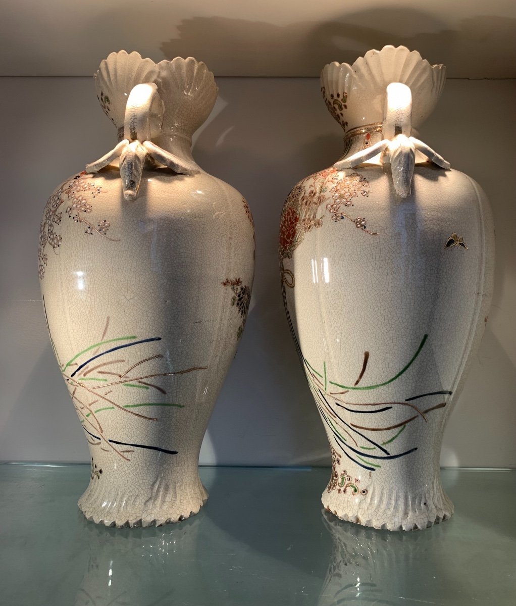 Paire De Vases En Faience De Satsuma, Japon, Epoque Début XXème-photo-4