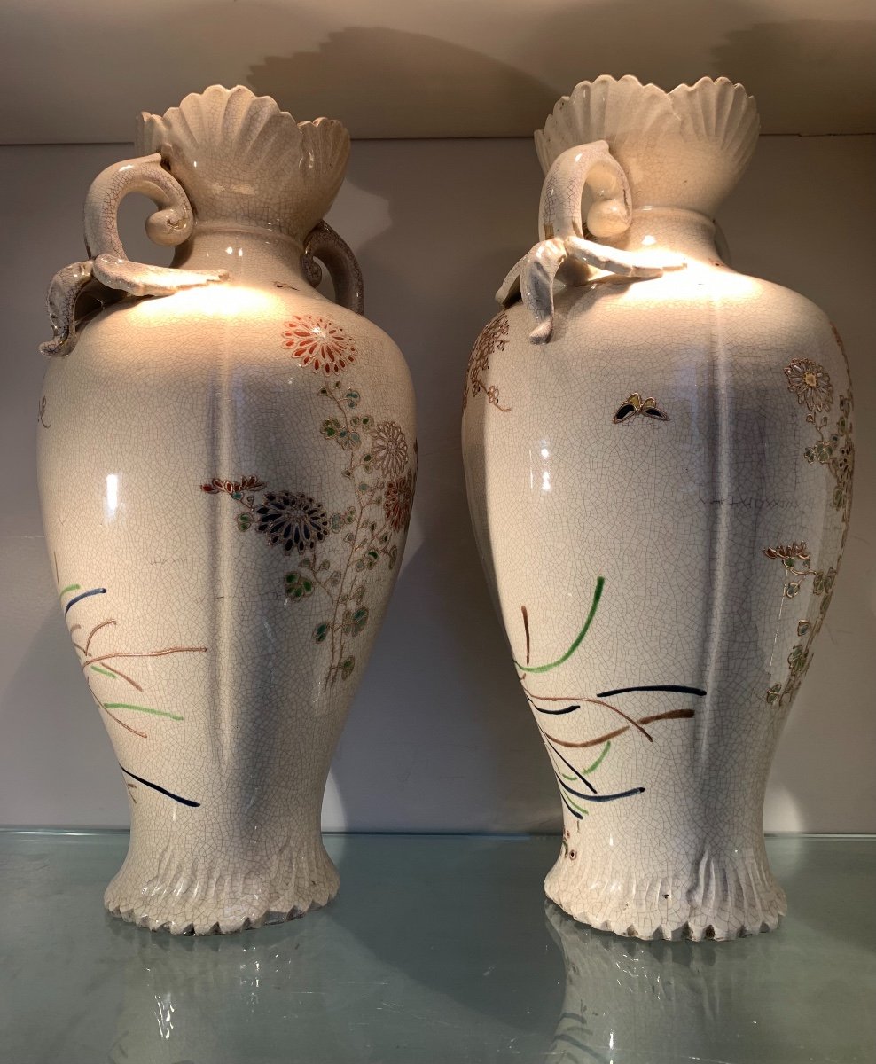 Paire De Vases En Faience De Satsuma, Japon, Epoque Début XXème-photo-1