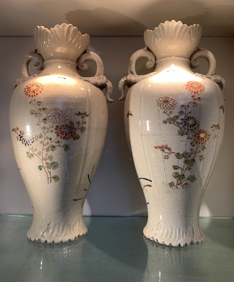 Paire De Vases En Faience De Satsuma, Japon, Epoque Début XXème-photo-2