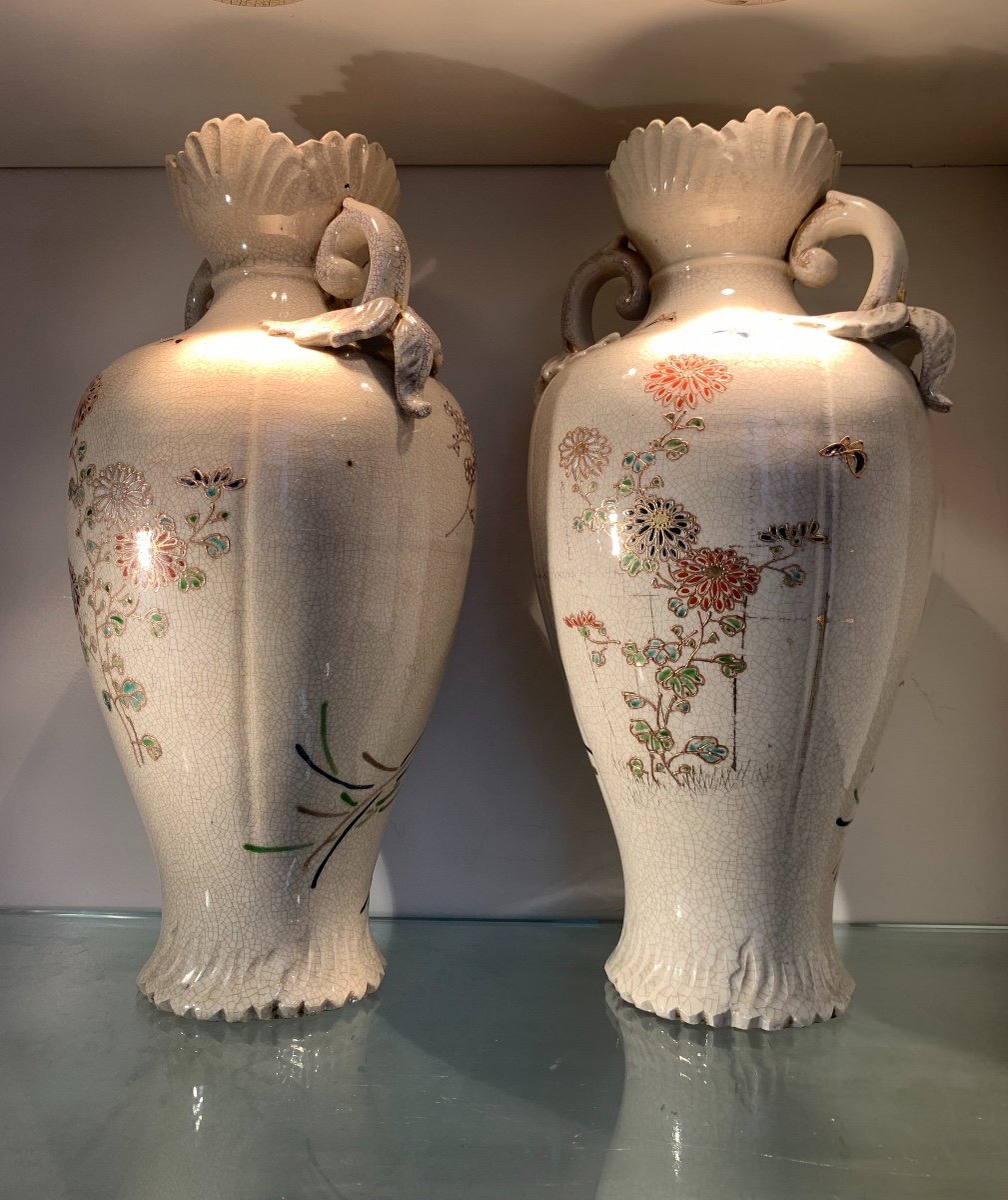 Paire De Vases En Faience De Satsuma, Japon, Epoque Début XXème-photo-3