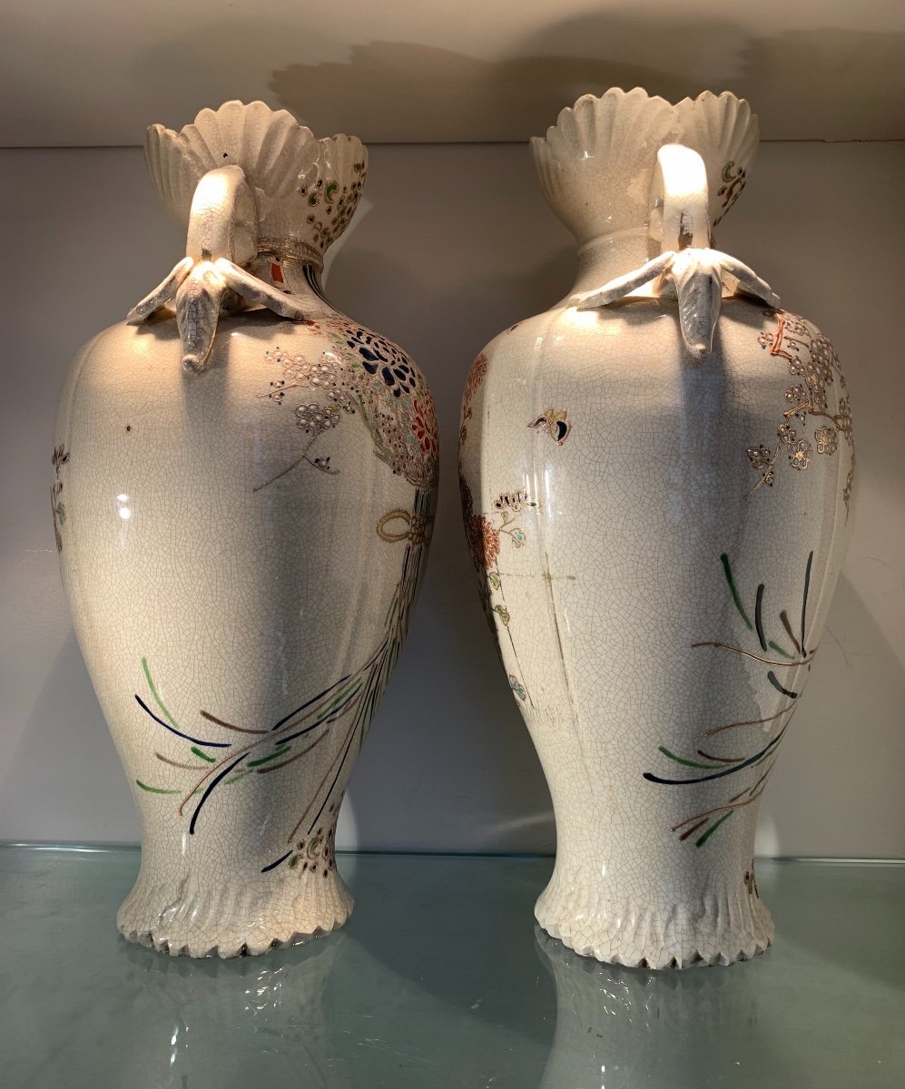 Paire De Vases En Faience De Satsuma, Japon, Epoque Début XXème-photo-4