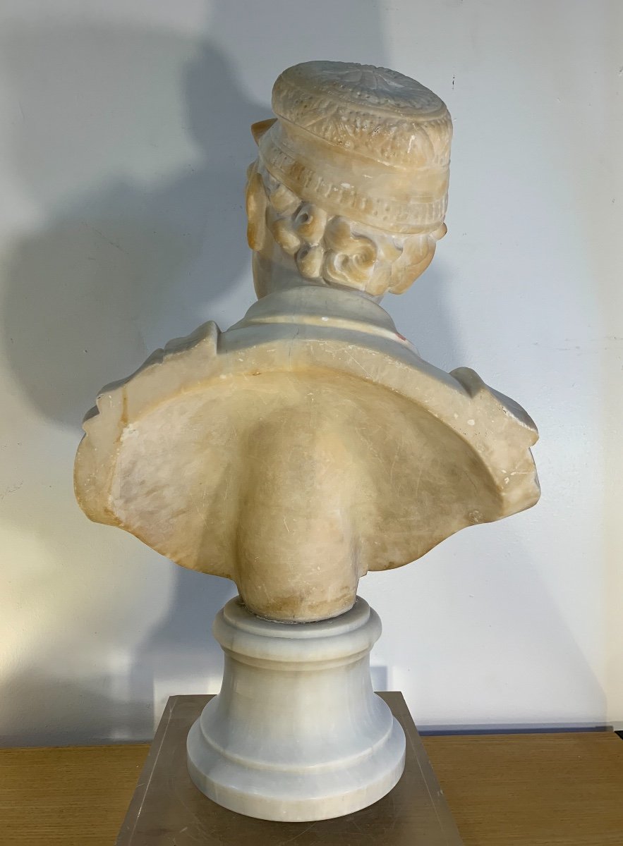 Large Bust Of A Young Man In Alabaster, Late 19th Century-photo-1