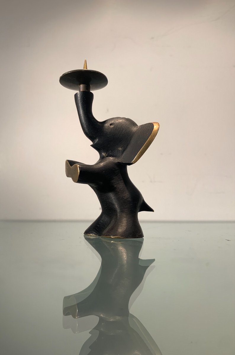 Petit Bronze Eléphant Par Walter Bosse, Autriche, Années 1950