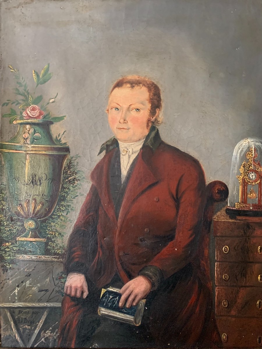 Huile Sur Toile Portrait d'Homme d'Epoque Restauration, Année 1845-photo-2