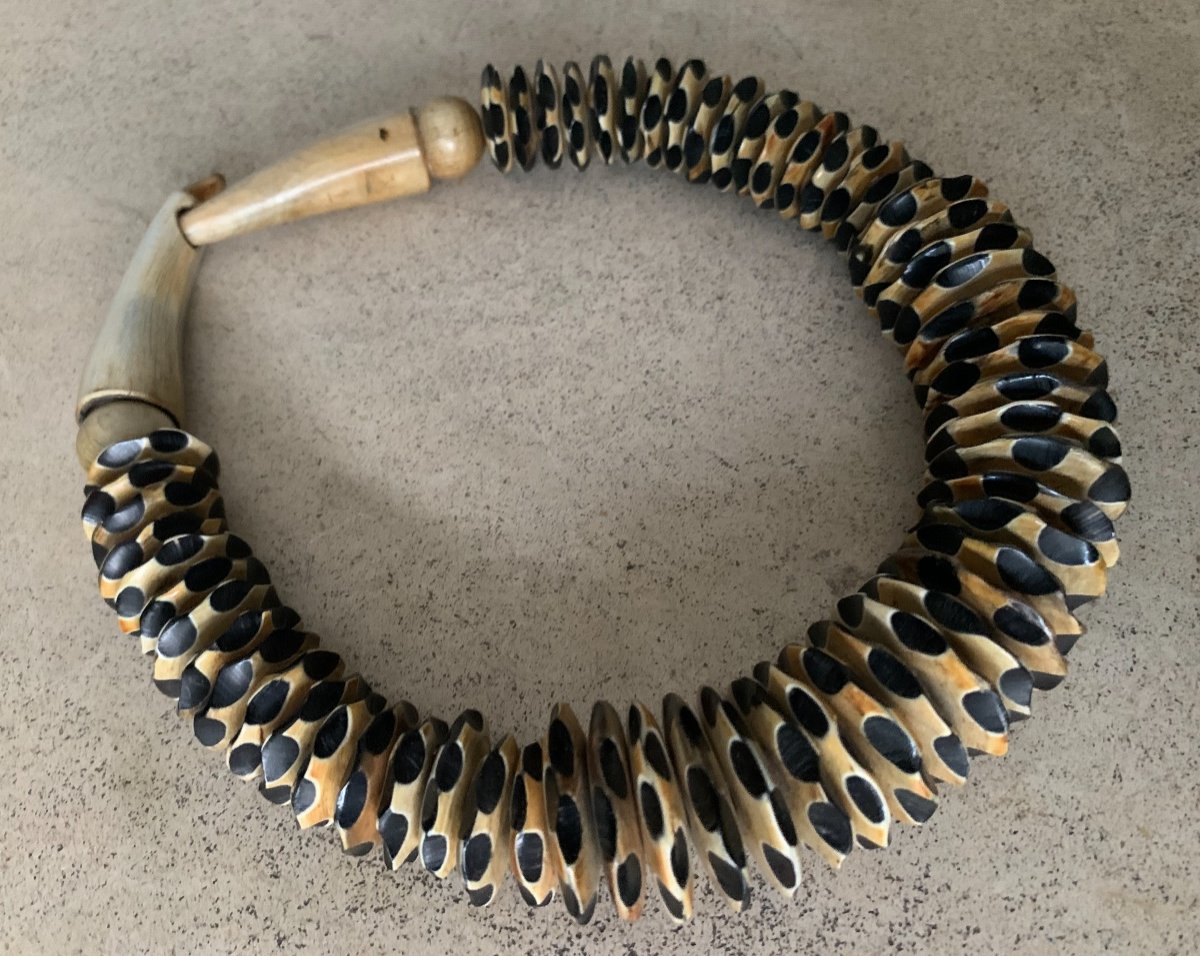 Collier En Corne Attribué A Gerda Lynggaard, Années 1970