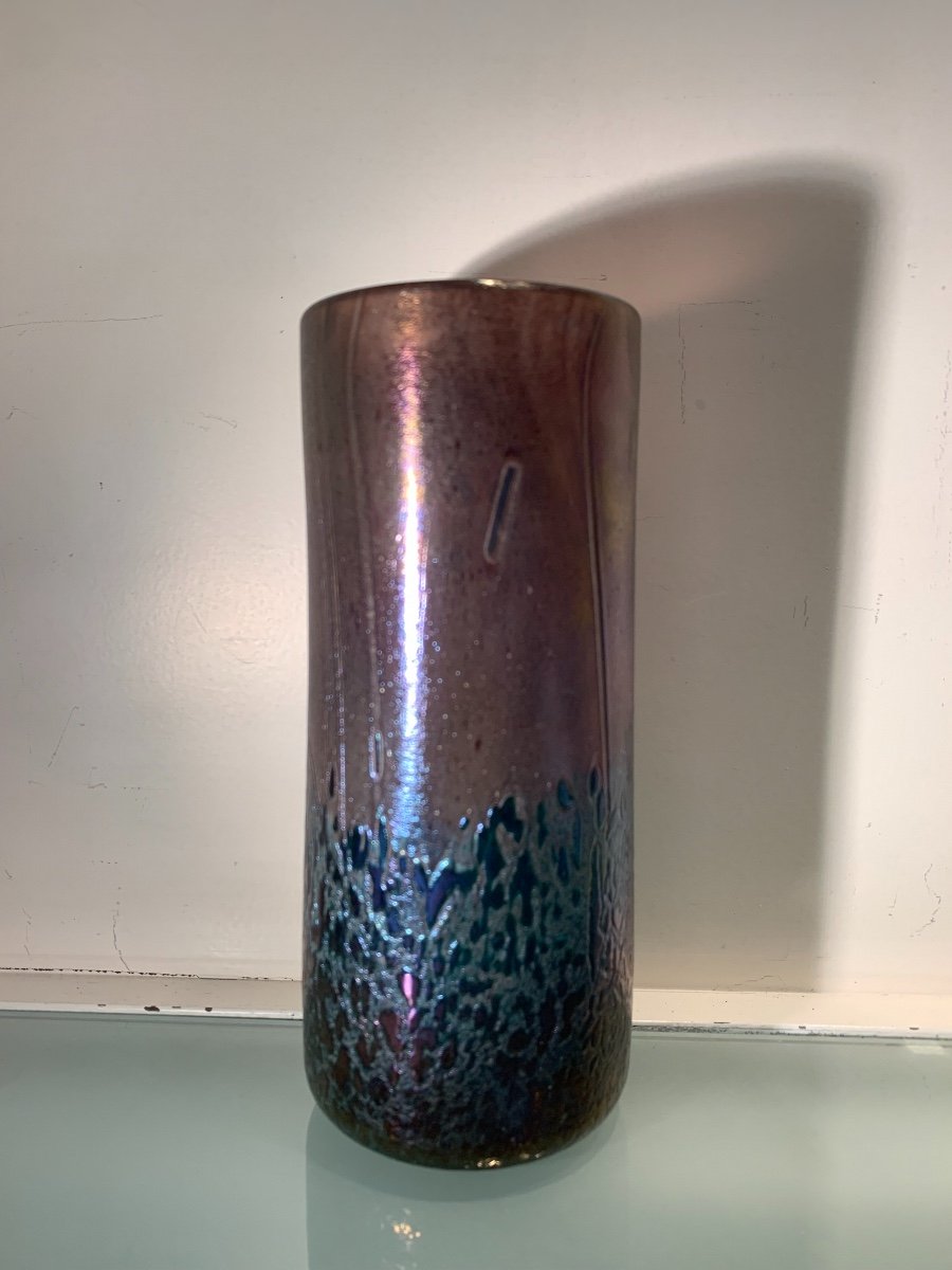 Vase Rouleau En Verre Dlg De Johann Loetz, Epoque 1900-photo-3