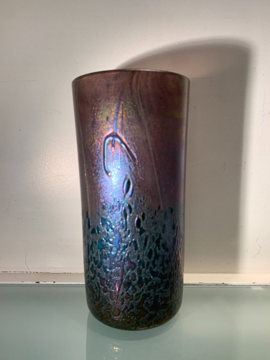 Vase Rouleau En Verre Dlg De Johann Loetz, Epoque 1900-photo-1