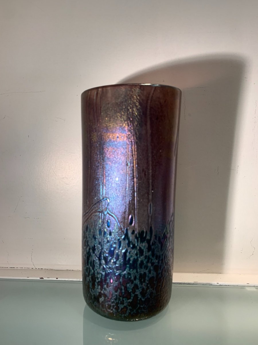 Vase Rouleau En Verre Dlg De Johann Loetz, Epoque 1900