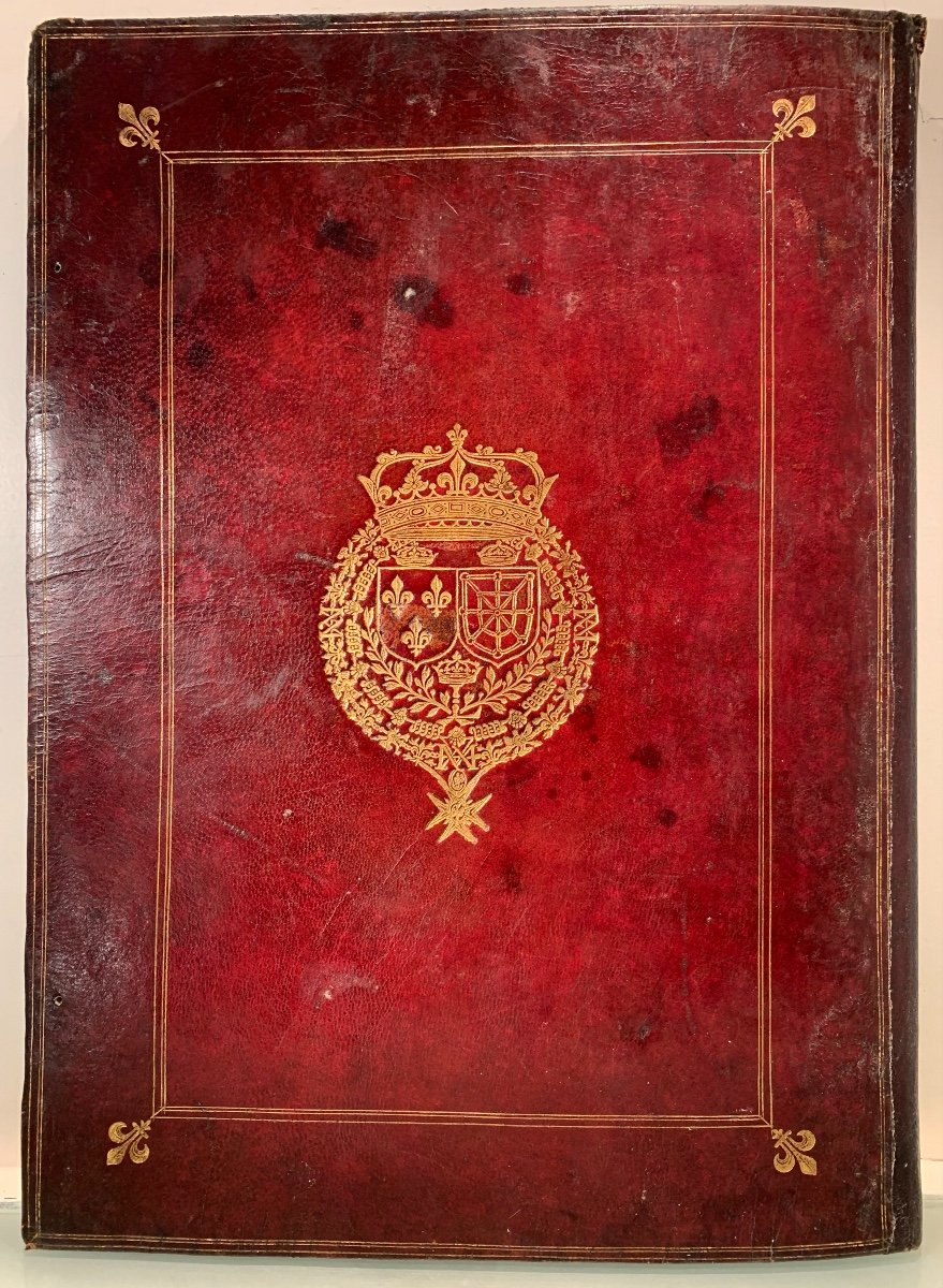 Document Holder In Morocco With The Arms Of Louis XIV, Louis XIV Period-photo-3