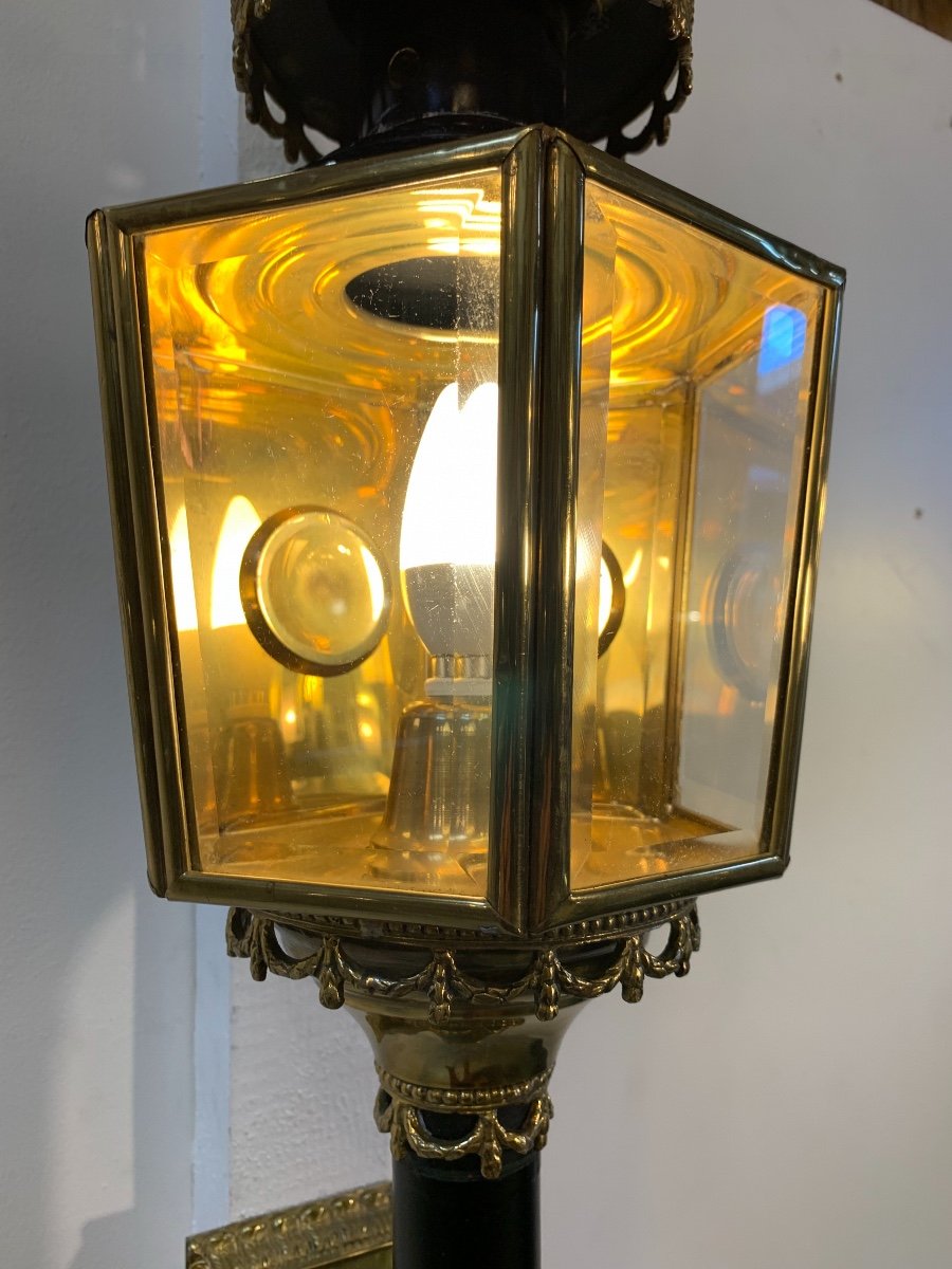 Pair Of Large Coach Lanterns Mounted As Wall Lights, Late 19th Century-photo-6