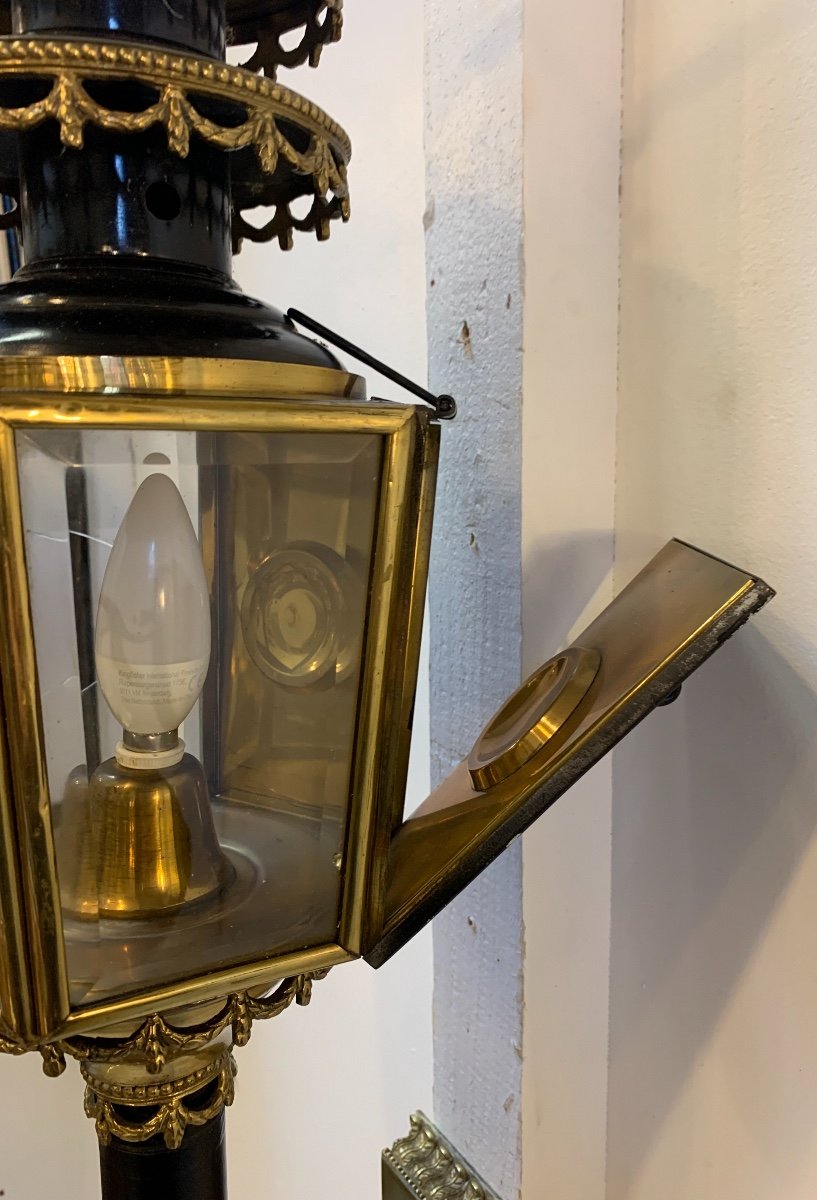 Pair Of Large Coach Lanterns Mounted As Wall Lights, Late 19th Century-photo-7