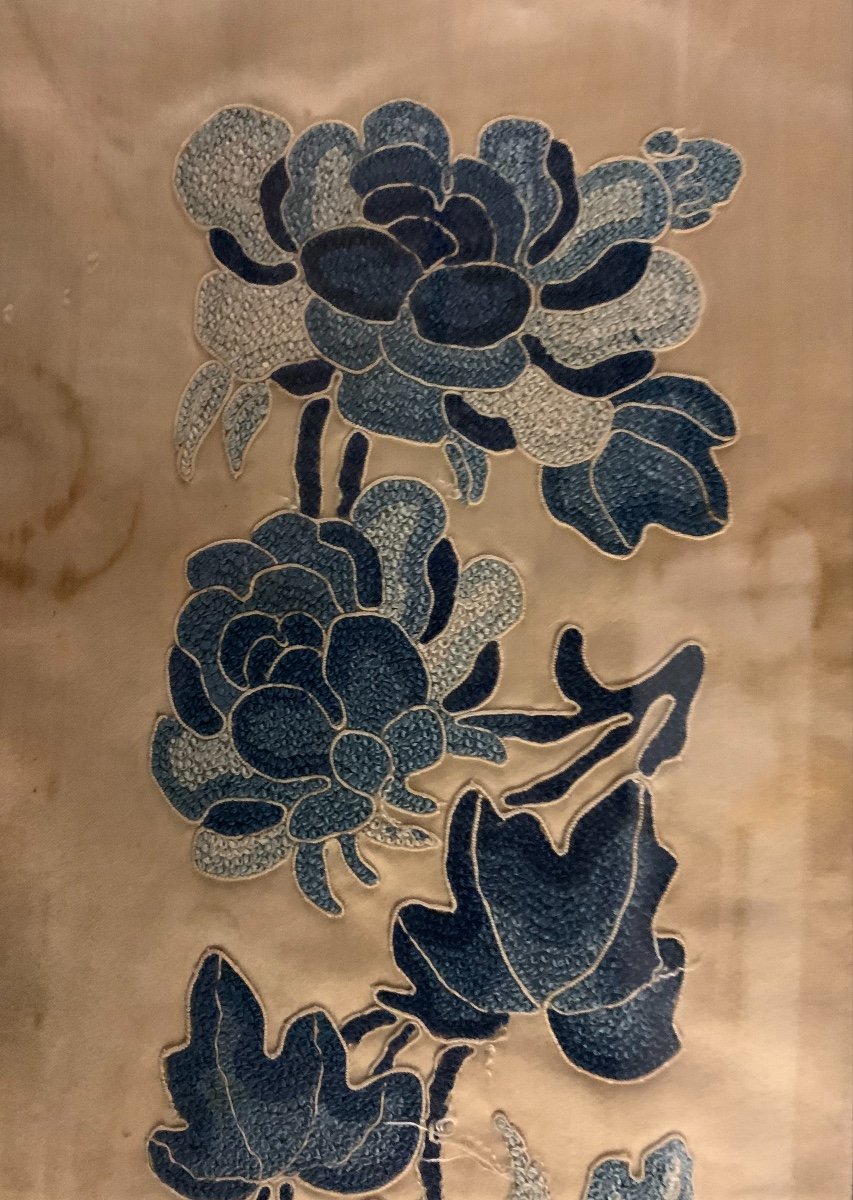 Paire De Broderies De soie Chinoises, Epoque Fin XIXème/début XXème-photo-3