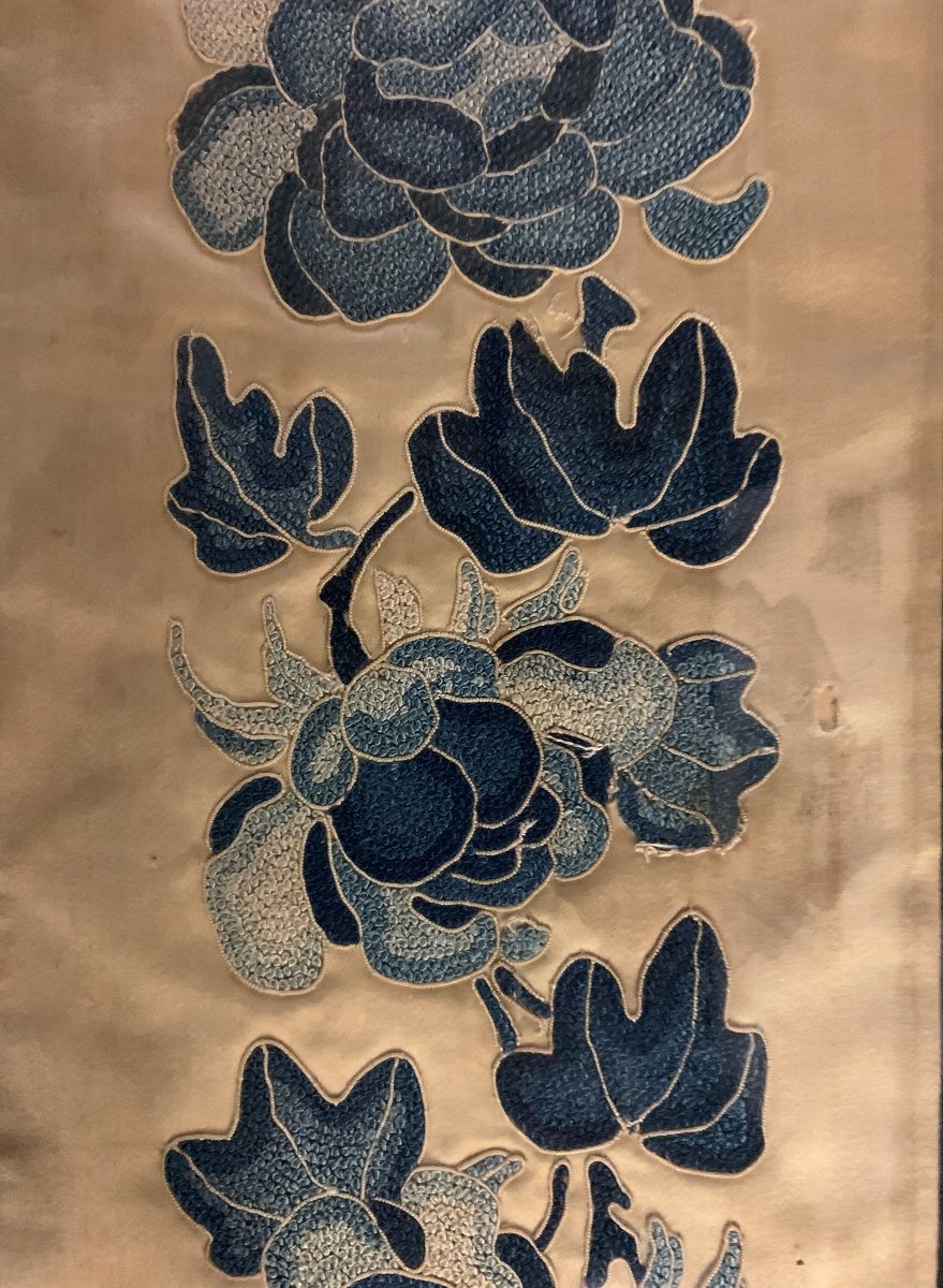 Paire De Broderies De soie Chinoises, Epoque Fin XIXème/début XXème-photo-1