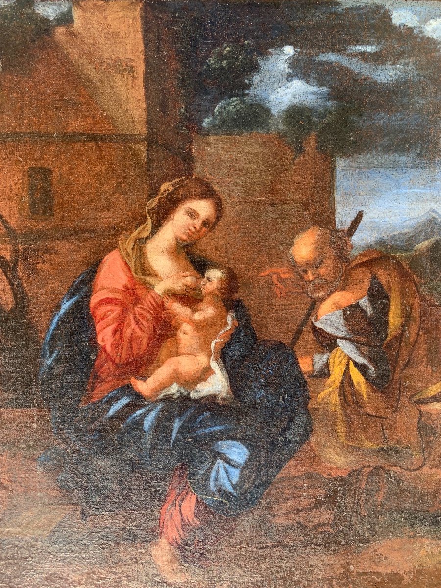 Oil On Canvas, The Holy Family, Italian School, Late 16th/early 17th Century-photo-2