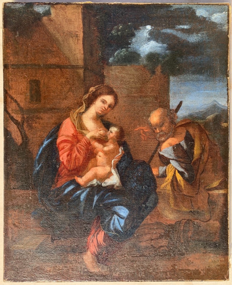 Oil On Canvas, The Holy Family, Italian School, Late 16th/early 17th Century