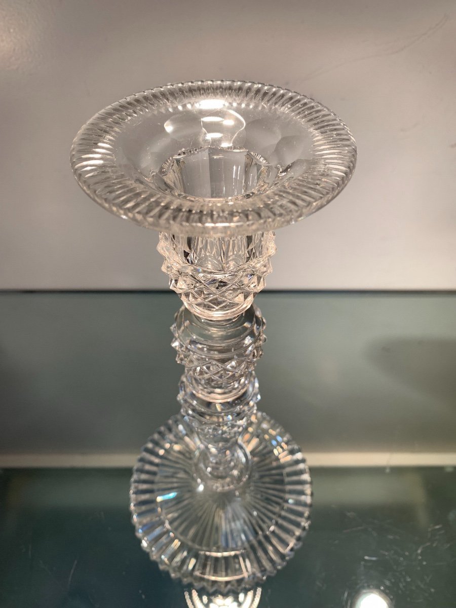 Charles X Period Cut Crystal Candle Holder-photo-2