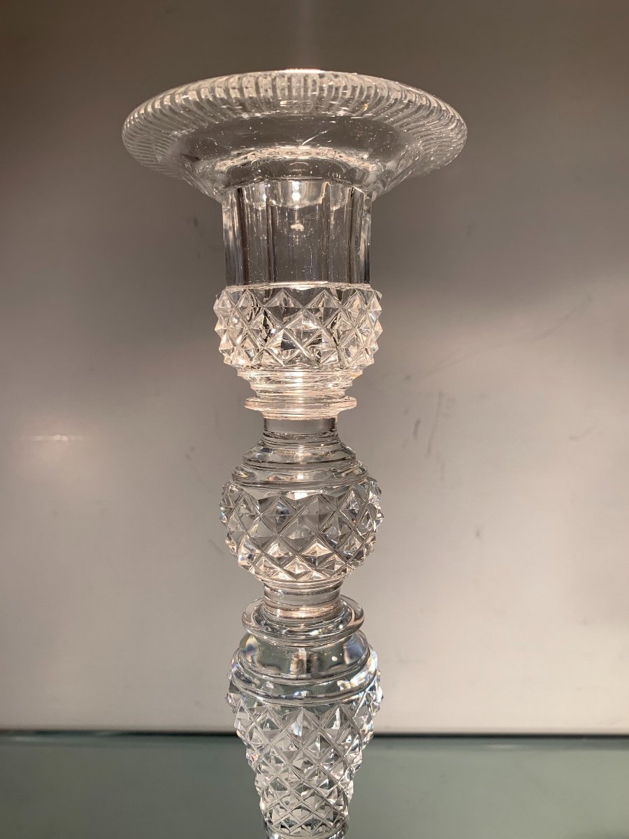 Charles X Period Cut Crystal Candle Holder-photo-3