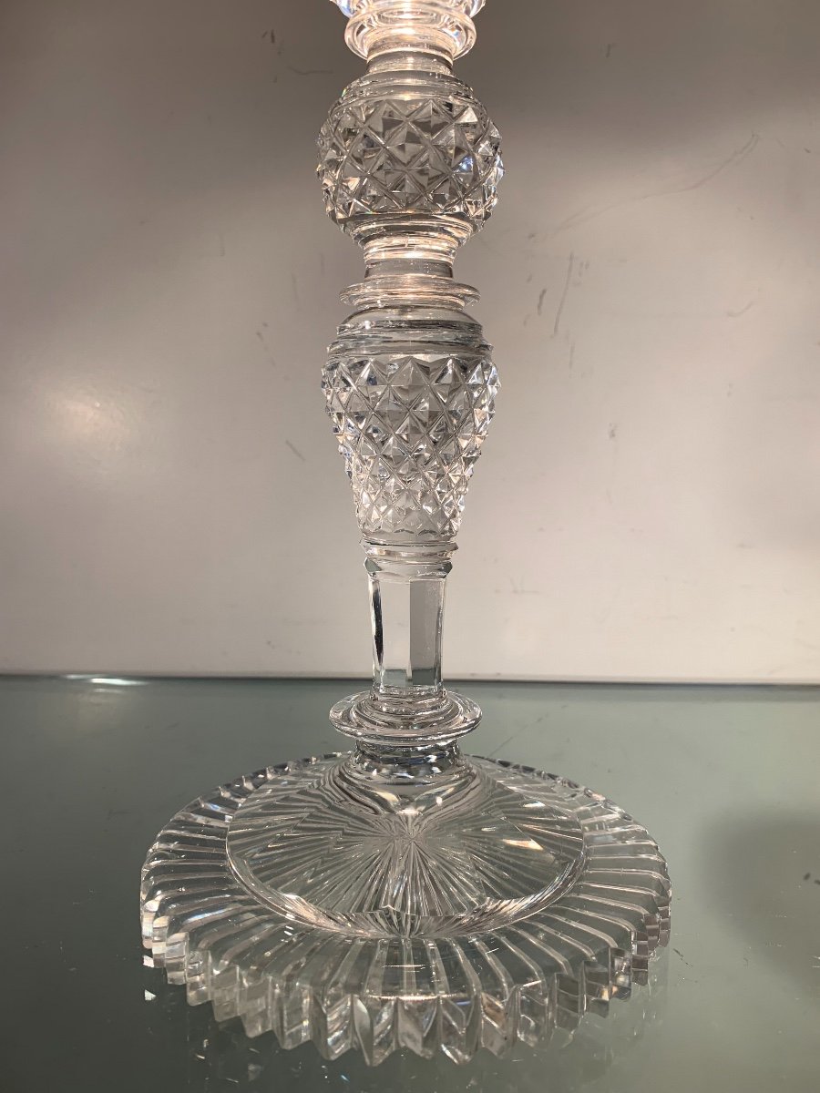 Charles X Period Cut Crystal Candle Holder-photo-4