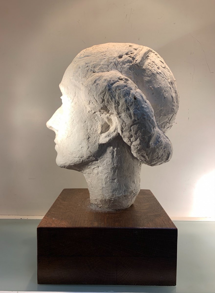 Head Of A Woman, Unsigned Studio Plaster, 1920s-photo-2