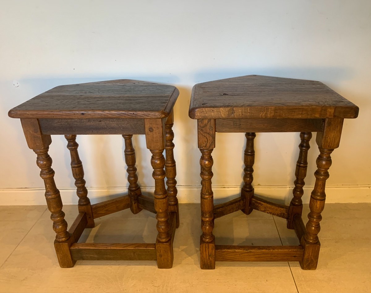 Pair Of Oak Cantor's Stools, Early 18th Century-photo-4