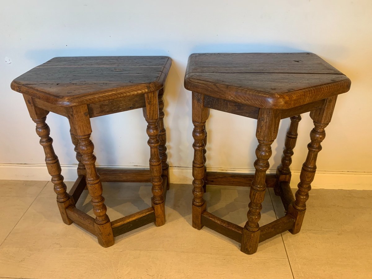 Pair Of Oak Cantor's Stools, Early 18th Century-photo-1