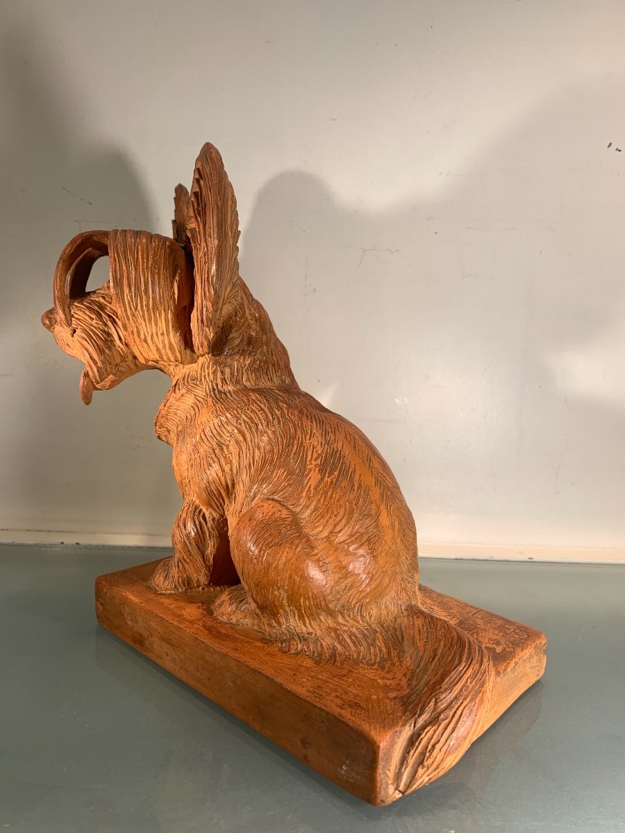 Terracotta Sculpture Of A Small Dog Signed Clem, 20th Century-photo-2