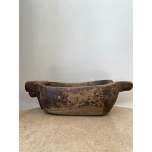 Grain Measure From Nepal In Wood And Studded Leather, 19th Or Earlier Period