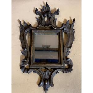 Petit Miroir Mural En Bois Sculpté De Style Baroque, Epoque Fin XIXe/Début XXème