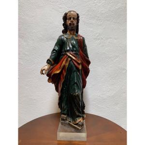 Grande Sculpture De Jésus Christ En Bois Polychrome, Espagne, Epoque Fin XVIIe/début XVIIIe