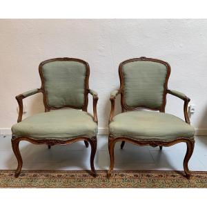 Pair Of Louis XV Period Cabriolet Armchairs