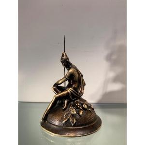 Statuette En Bronze, Allégorie Du  Mythe Du Bon Sauvage, Epoque Fin XVIIIe