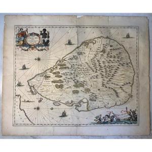 Map Of The Island Of Ceylon By Johannes Janssonius, Late 17th Century