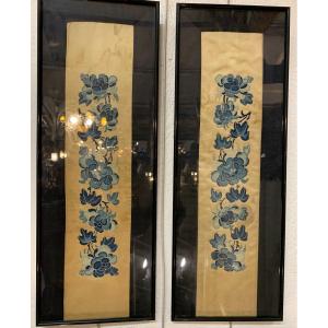 Pair Of Chinese Silk Embroideries, Late 19th/early 20th Century