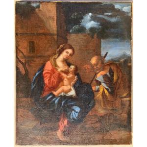 Oil On Canvas, The Holy Family, Italian School, Late 16th/early 17th Century