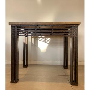 Art Deco Style Wrought Iron And Modernist Table, End Of XXth