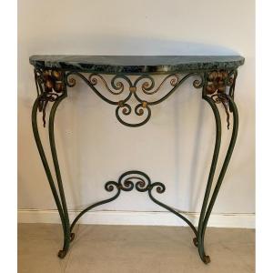 Louis XV Style Wrought Iron Console Table With Marble Top, 1940s/50s