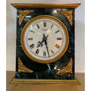 Hour Lavigne Empire Style Clock, Marble And Bronze, 20th Century