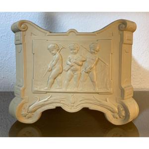 Jardinière Aux Putti En Biscuit De Porcelaine, Sarreguemine?, Epoque Fin XIXème